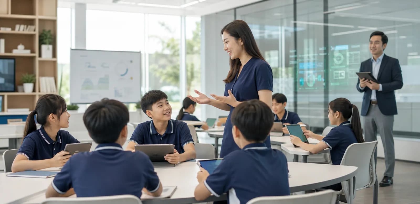 Giáo viên, học sinh và trung tâm cùng vận hành một lớp học hiện đại